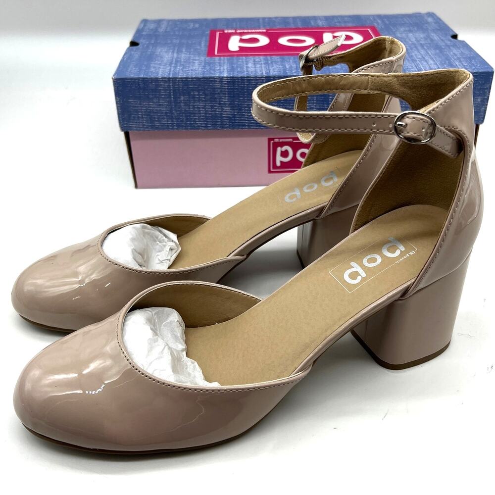 Pop Womens Gal Block Heel Nude Pumps Size 11M
